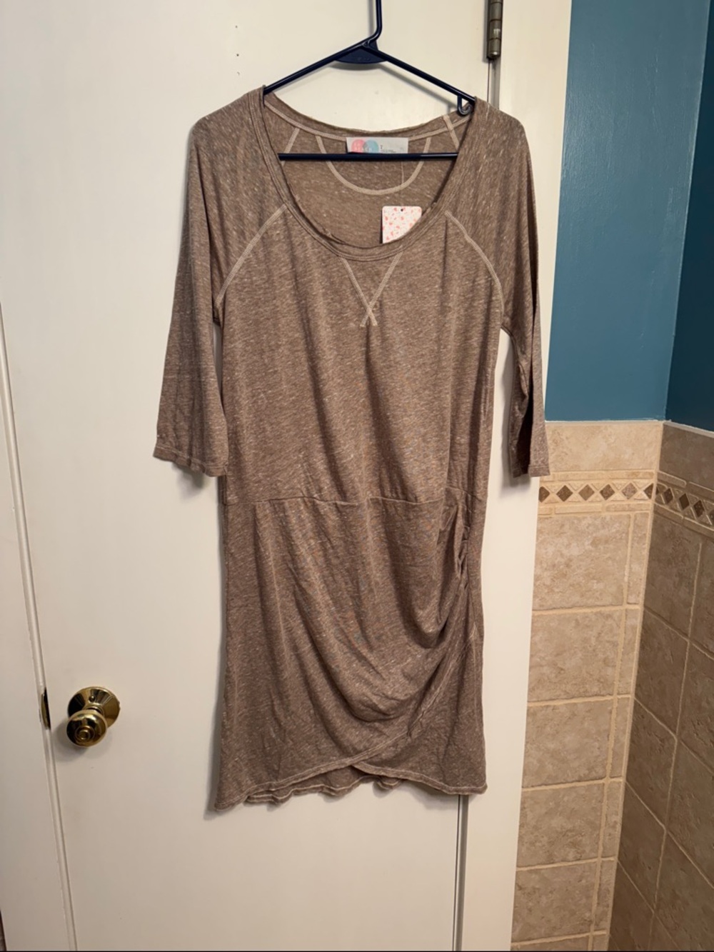 Free People Ecru Heather Scoop Neck Mini Dress NWT